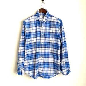 GAP Mens Small Blue White Plaid Long Sleeve Casual Button Up Shirt B1